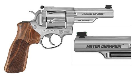 Ruger Gp100 Match Champ 357Mag Ss As 1755 |Hvy Half Lug Bbl/Wd Grip 1755