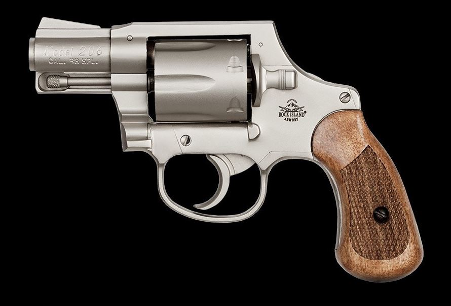 Buy Rock Island Armory M206 Revolver 38sp 2″ Spurless Matte Nklwood 6rd Cylinder Online 7698