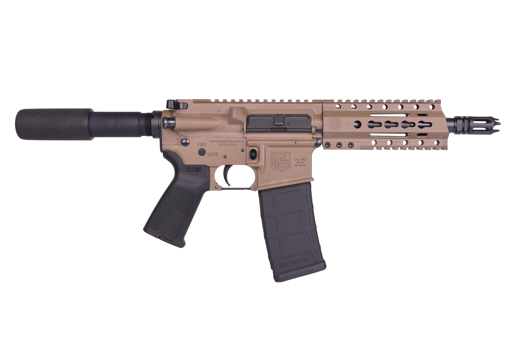 Diamondback Firearms Llc Db-15 Pistol 5.56Mm Fde 7.5″ Aluminum Quad Rail Db15Pfde7