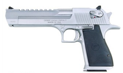 Magnum Research Desert Eagle 357M Brush Chrome Brushed Chrome|Blk Rubber Grip Mrde357Bc