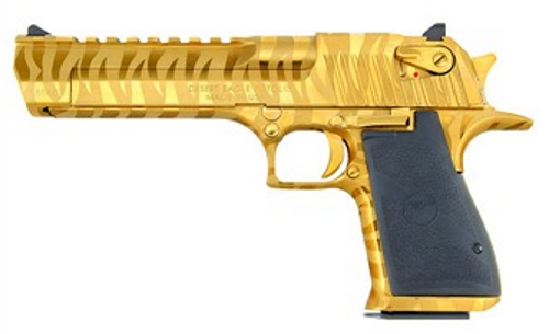 Magnum Research Desert Eagle 357M Tg Strpes 6″ Titanium Gold W/ Tiger Stripes Mrdetigerstripes