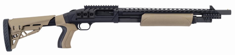 Mossberg 500 SCORPION 12/18.5 BL/FDE FDE FURNITURE|RAIL/HEATSHIELD