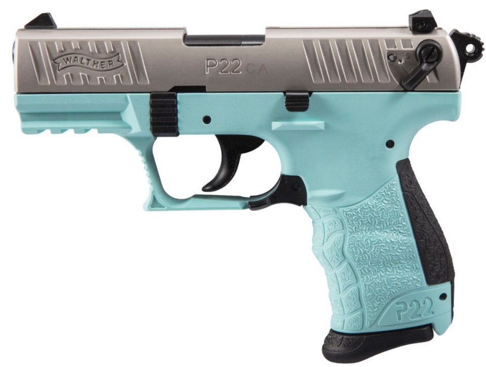 Walther Arms P22 22LR NKL/ANGEL BLUE 3.4 CA CALIFORNIA COMPLIANT WA5120362