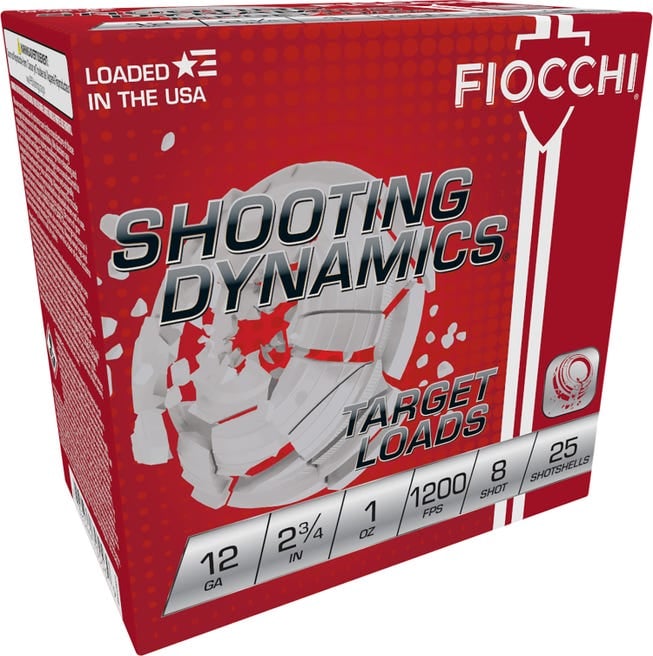 FIOCCHI SHOOTING DYNAMICS TARGET 12 GA #8 SHOT 1 OZ 25-ROUNDS 116810