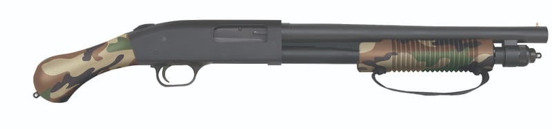 MOSSBERG 590 SHOCKWAVE WOODLAND CAMO 12 GAUGE 14" BARREL 3"-CHAMBER 5-ROUNDS 50634 590 shockwave 12ga us woodland