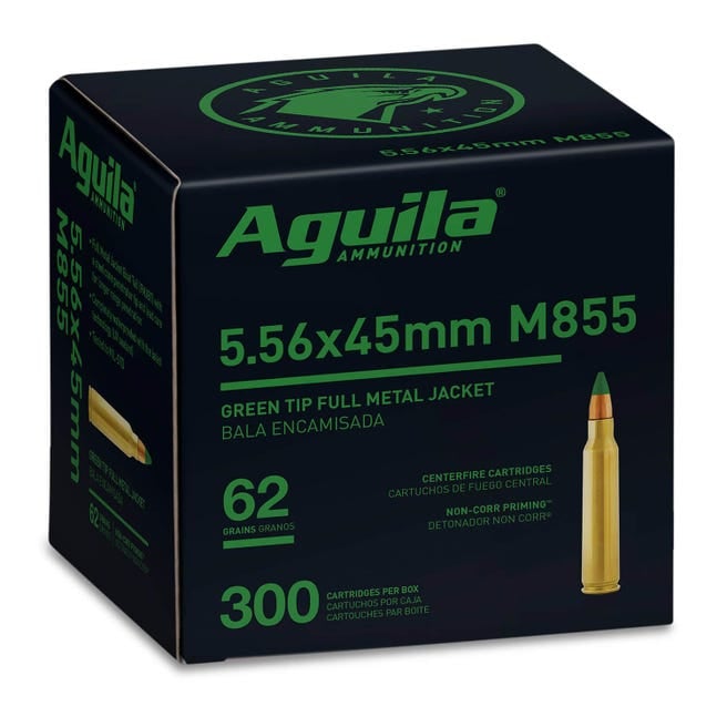 AGUILA M855 BRASS 5.56 NATO 62-GRAIN 300-ROUNDS FMJGT Aguila Centerfire Rifle 1E556108 640420012735