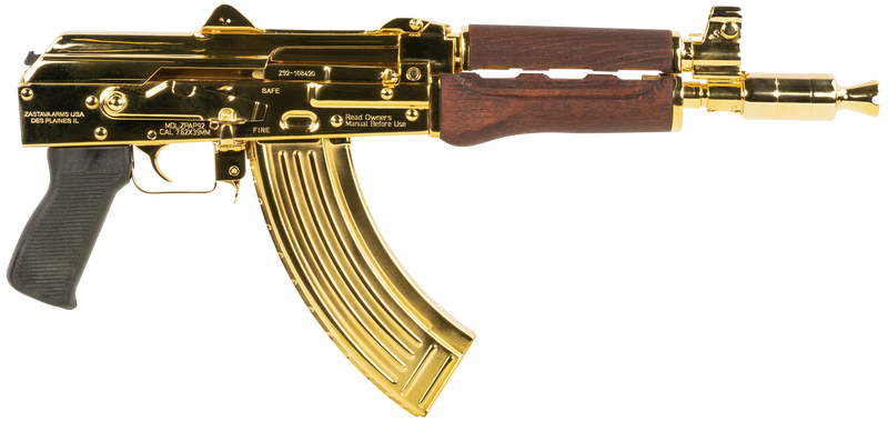 Zastava Usa Zpap92 Ak Pistol Gold 7.62 X 39 10&Quot; Barrel 30-Rounds Serbian Red Wood Zastava Usa Zpap92 Zp92762Srgl 685757098625