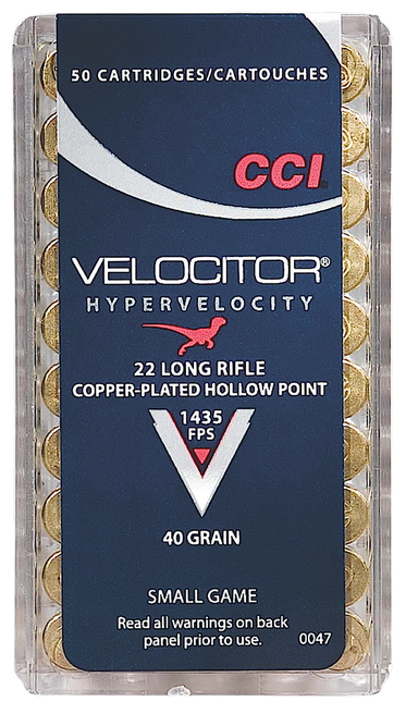 CCI AMMUNITION VELOCITOR BRASS .22 LR 40-GRAIN 50-ROUNDS CPHP gag cci47 1