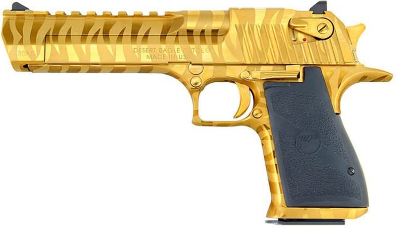 Magnum Research Desert Eagle Mk19 Gold Tiger Stripes .44 Mag 6&Quot; Barrel 8-Rounds Magnum Research Desert Eagle Mk19 1 2