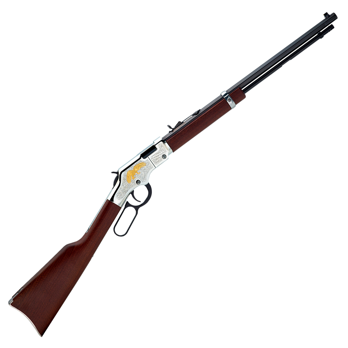 Henry Golden Eagle Silver Nickel-Platted Lever Action Rifle - 22 Long Rifle - 20In Henry Golden Eagle Silver Nickel Platted Lever Action Rifle 22 Long Rifle 20In 1457655 1