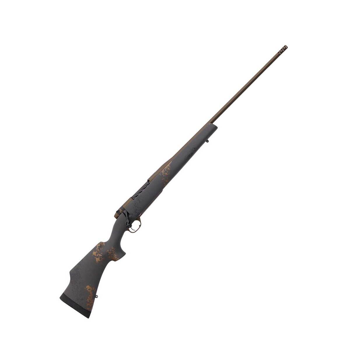 Weatherby Mark V Camilla Ultra Lightweight Midnight Bronze Cerakote Black Smoke Gold Sponged Bolt Action Rifle - 243 Winchester weatherby mark v camilla ultra lightweight midnight bronze cerakote black smoke gold sponged bolt action rifle 243 winchester 22in 1716525 1